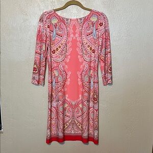 London Times Pink Paisley Long Sleeve Dress